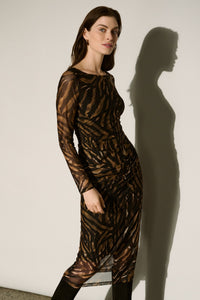 Joseph Ribkoff Mesh Dress in Black Brown 264211