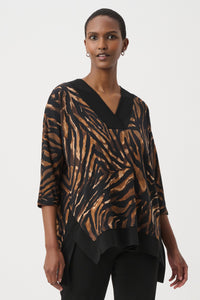 Joseph Ribkoff Boxy Tunic in Black Brown Animal 264227
