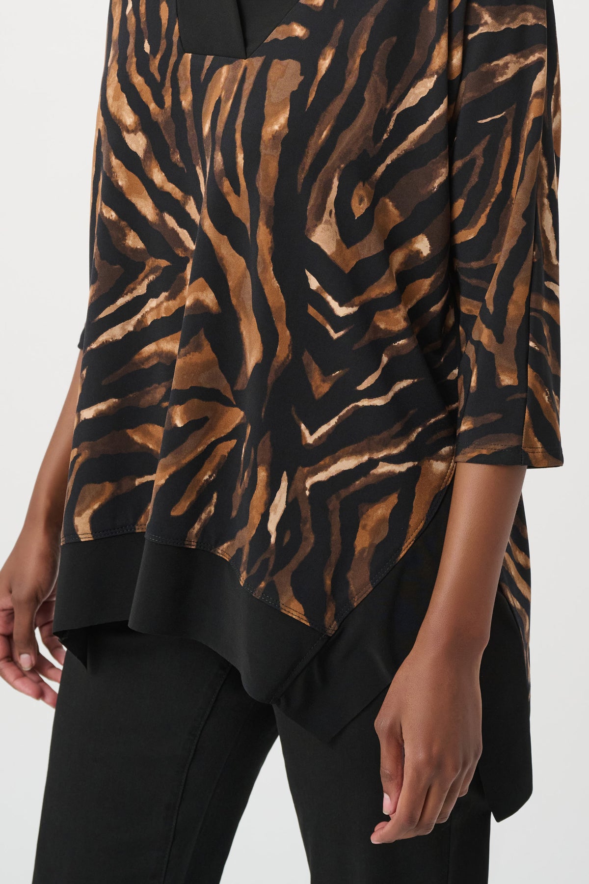 Joseph Ribkoff Boxy Tunic in Black Brown Animal 264227