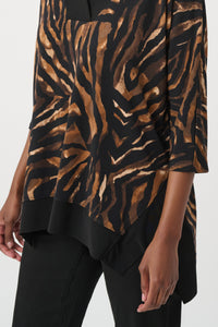 Joseph Ribkoff Boxy Tunic in Black Brown Animal 264227