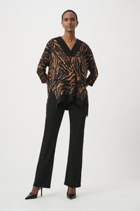 Joseph Ribkoff Boxy Tunic in Black Brown Animal 264227