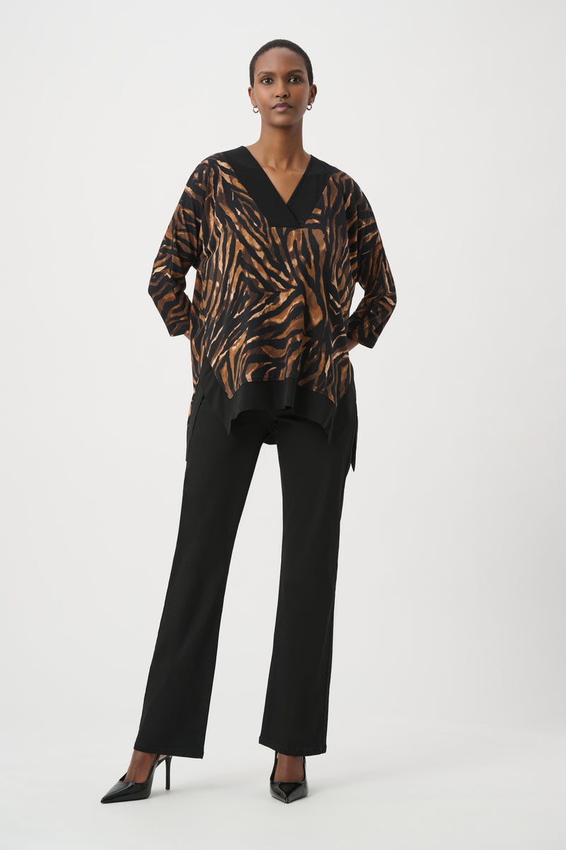 Joseph Ribkoff Boxy Tunic in Black Brown Animal 264227