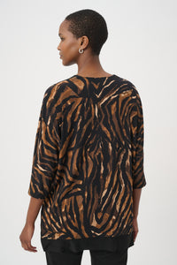 Joseph Ribkoff Boxy Tunic in Black Brown Animal 264227