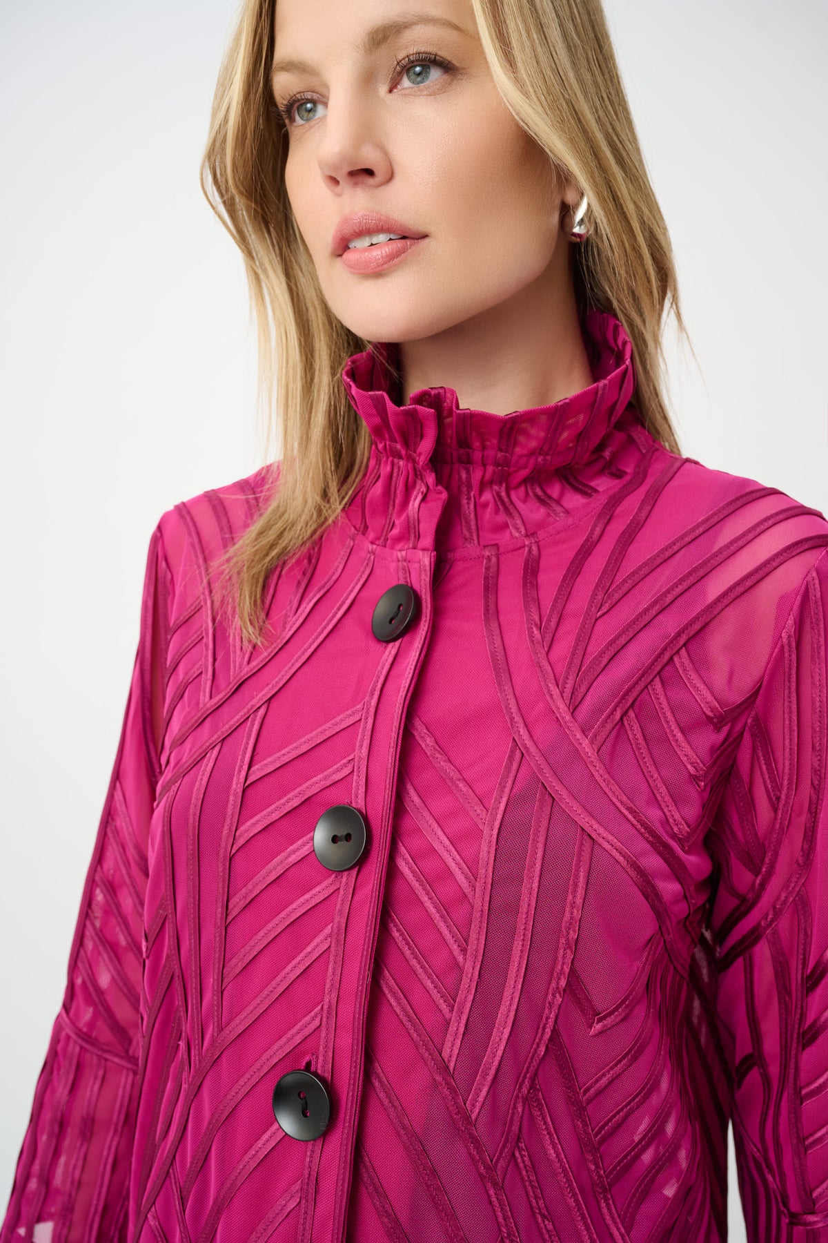 Signature by Joseph Ribkoff Ribbon Jacket in Deep Magenta 264710