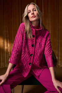 Signature by Joseph Ribkoff Ribbon Jacket in Deep Magenta 264710