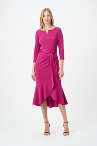 Signature by Joseph Ribkoff Ruffle Dress in Deep Magenta 264711