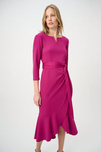 Signature by Joseph Ribkoff Ruffle Dress in Deep Magenta 264711