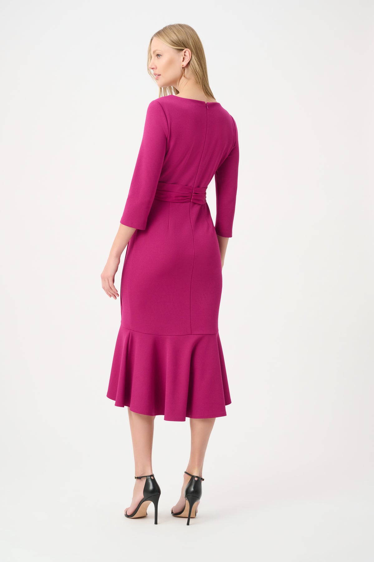 Signature by Joseph Ribkoff Ruffle Dress in Deep Magenta 264711