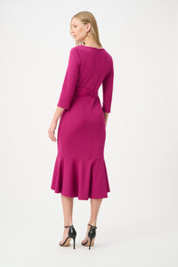 Signature by Joseph Ribkoff Ruffle Dress in Deep Magenta 264711