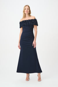 Signature by Joseph Ribkoff Fringe Gown in Midnight 264713