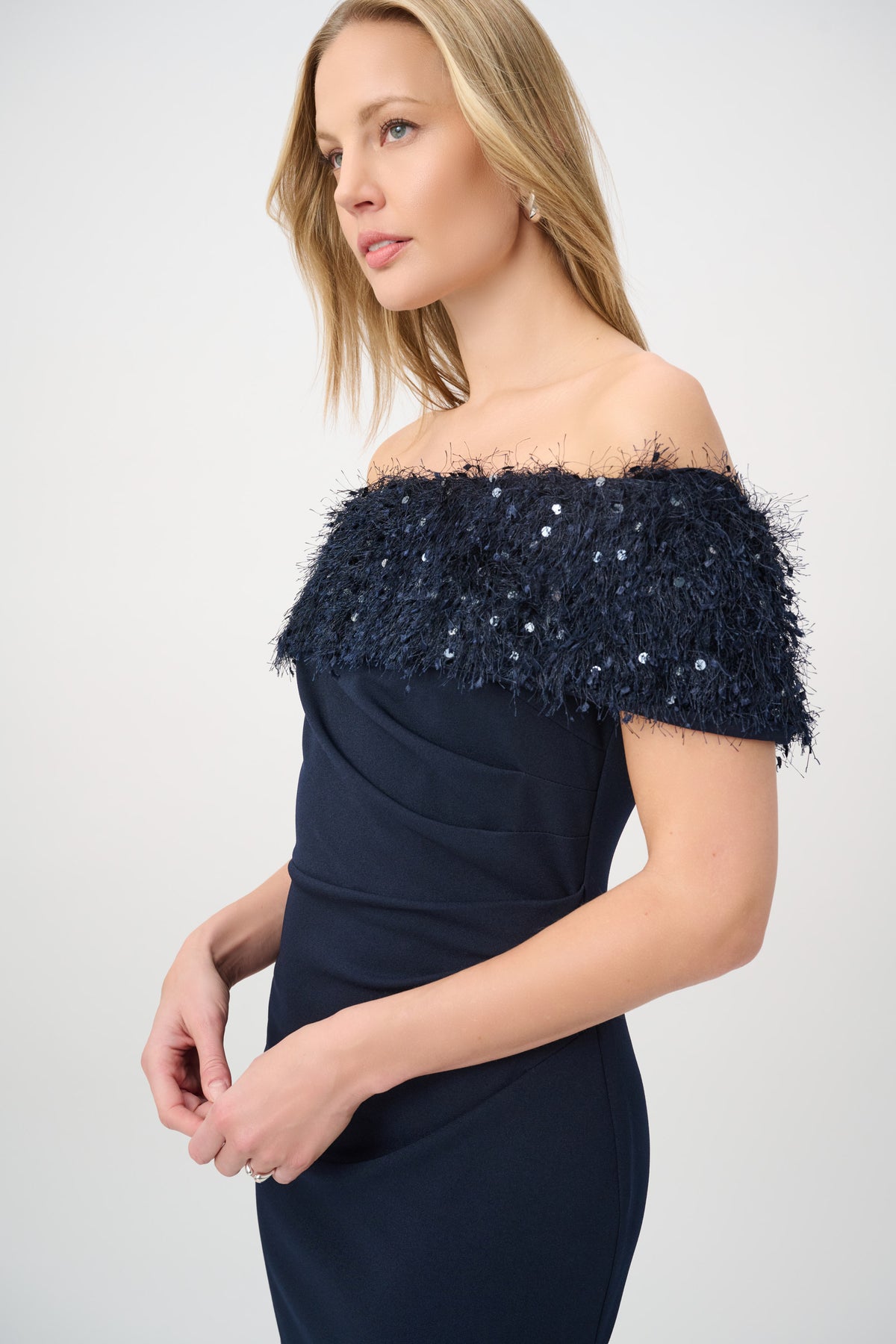 Signature by Joseph Ribkoff Fringe Gown in Midnight 264713