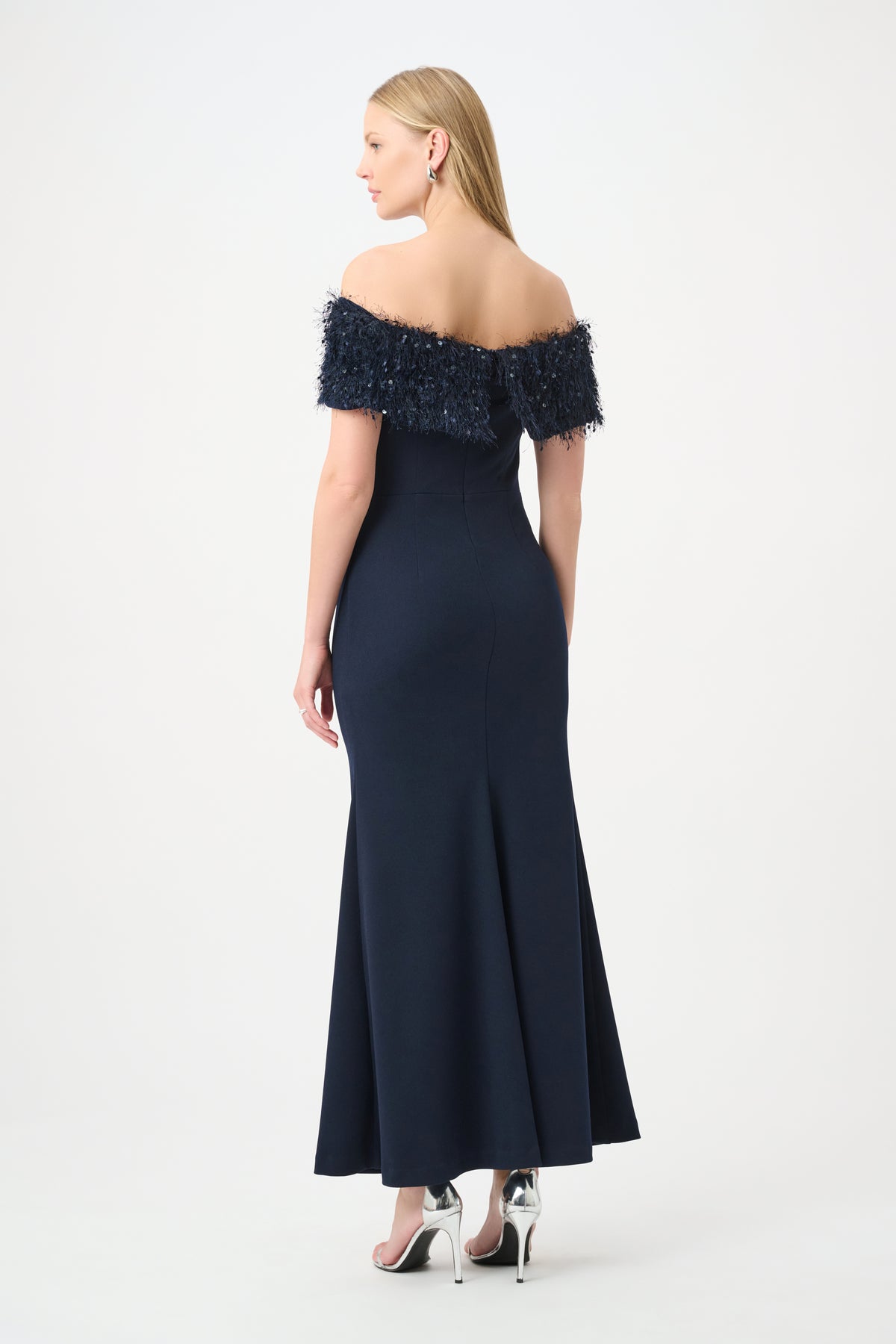 Signature by Joseph Ribkoff Fringe Gown in Midnight 264713