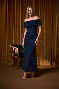 Signature by Joseph Ribkoff Fringe Gown in Midnight 264713