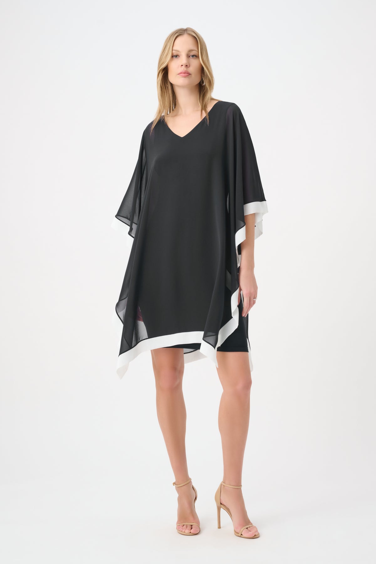 Signature by Joseph Ribkoff Overlay Dress in Black Vanilla 264714