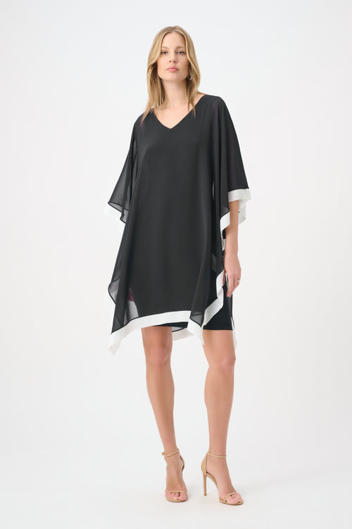 Signature by Joseph Ribkoff Overlay Dress in Black Vanilla 264714