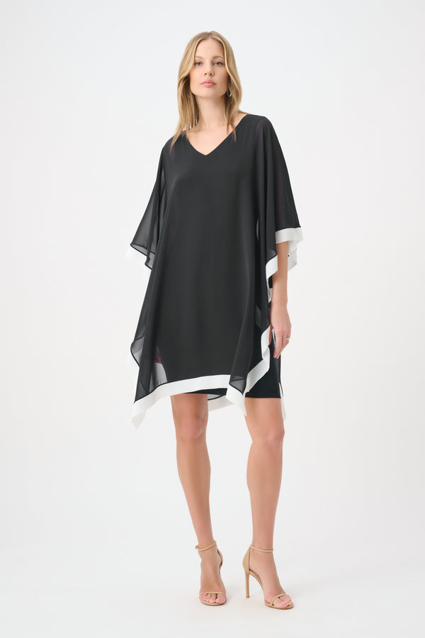 Signature by Joseph Ribkoff Overlay Dress in Black Vanilla 264714