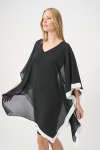 Signature by Joseph Ribkoff Overlay Dress in Black Vanilla 264714