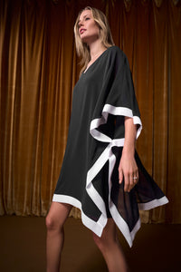 Signature by Joseph Ribkoff Overlay Dress in Black Vanilla 264714