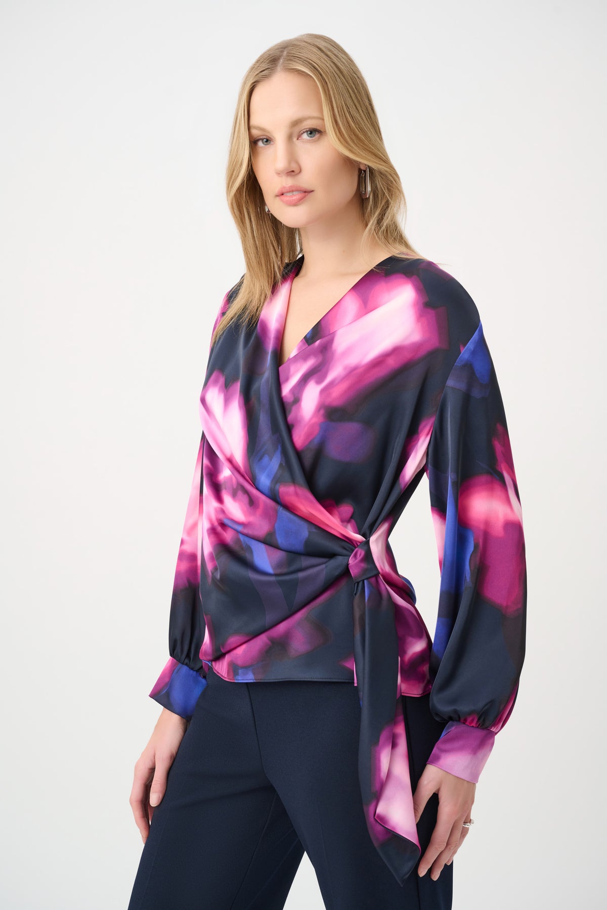 Signature by Joseph Ribkoff Satin Top in Midnight Magenta 264733