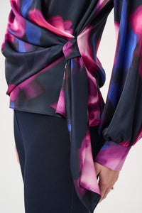 Signature by Joseph Ribkoff Satin Top in Midnight Magenta 264733
