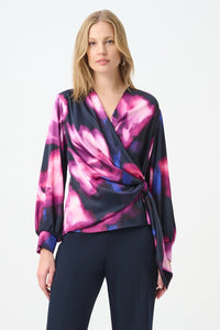 Signature by Joseph Ribkoff Satin Top in Midnight Magenta 264733