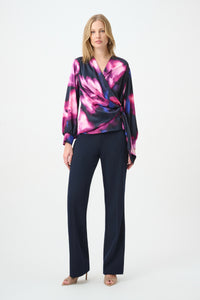 Signature by Joseph Ribkoff Satin Top in Midnight Magenta 264733