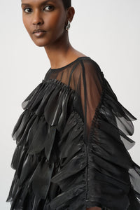 Joseph Ribkoff Crystal Organza Top in Black 264941