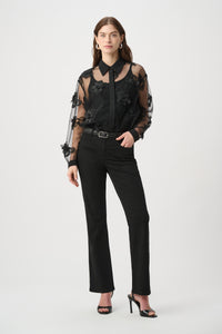 Joseph Ribkoff Flower Appliqué Blouse in Black 264945