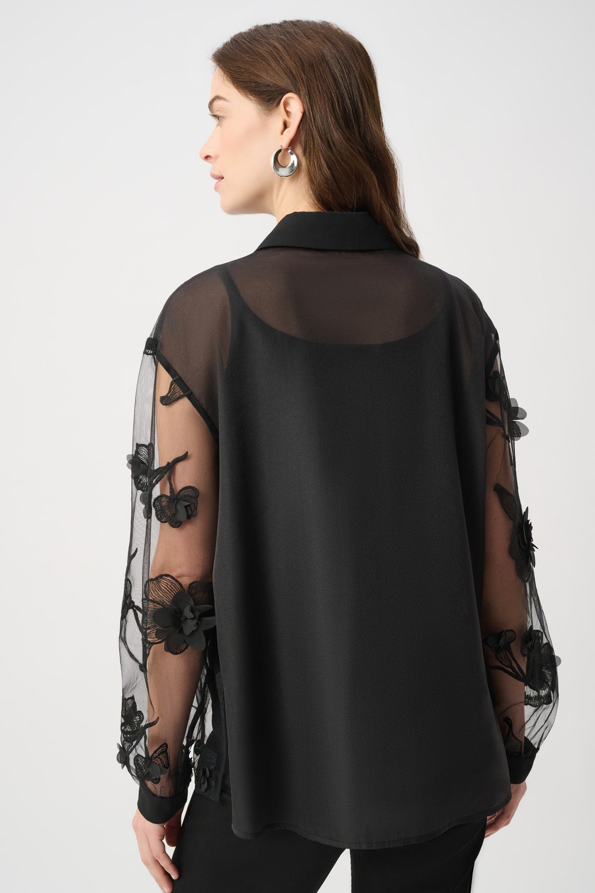 Joseph Ribkoff Flower Appliqué Blouse in Black 264945