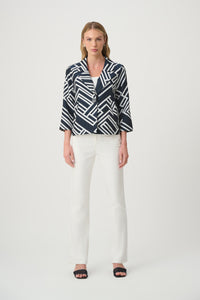 Joseph Ribkoff Jacquard Jacket in Off White Navy 271073