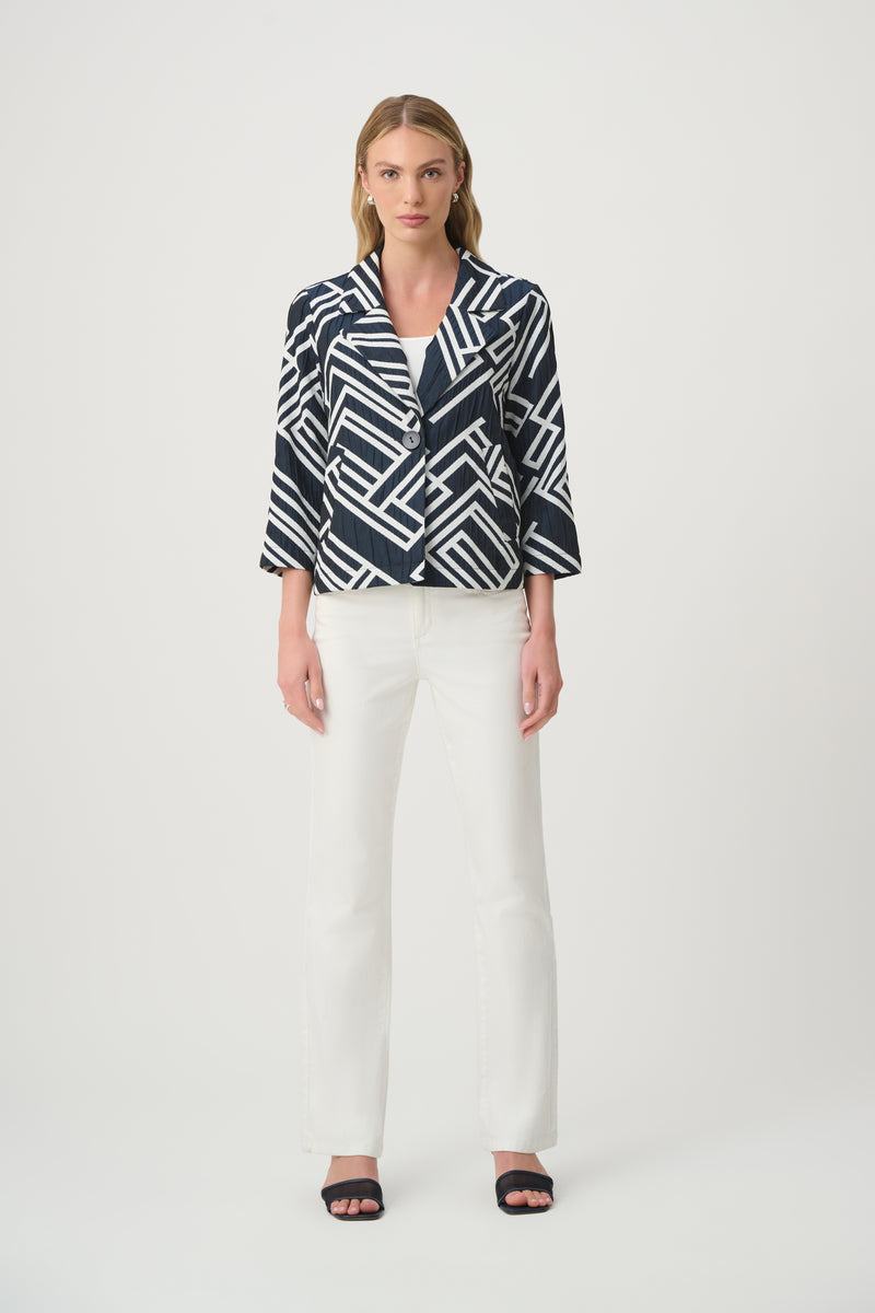 Joseph Ribkoff Jacquard Jacket in Off White Navy 271073