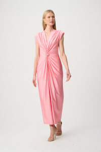 Signature by Joseph Ribkoff Satin Twist Dress in Bellini 271704