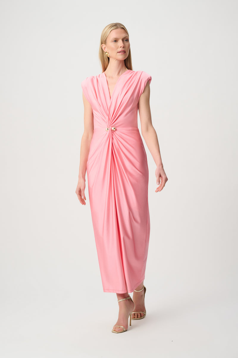 Signature by Joseph Ribkoff Satin Twist Dress in Bellini 271704
