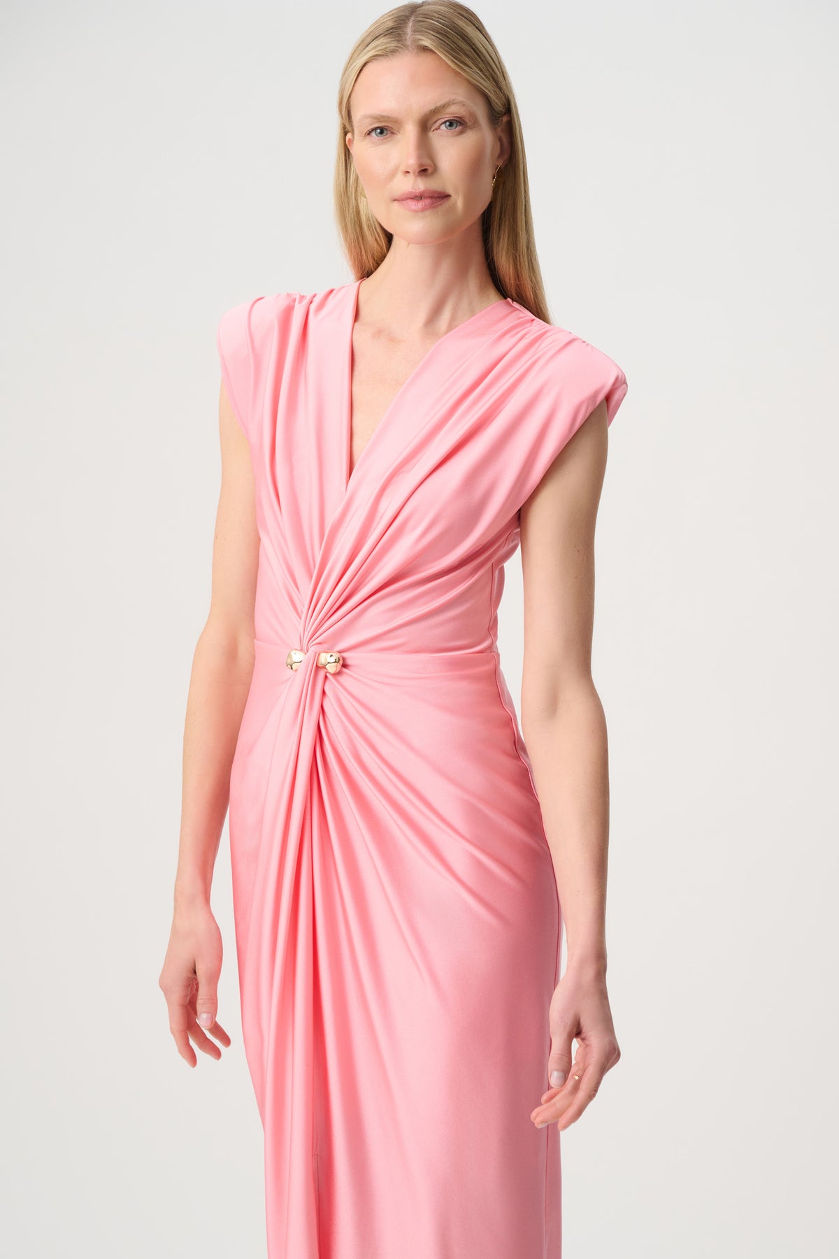 Signature by Joseph Ribkoff Satin Twist Dress in Bellini 271704