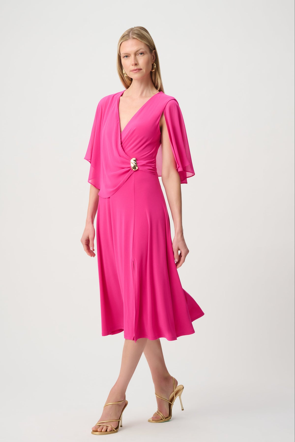 Signature by Joseph Ribkoff Flowy Dress in Shocking Pink 271722