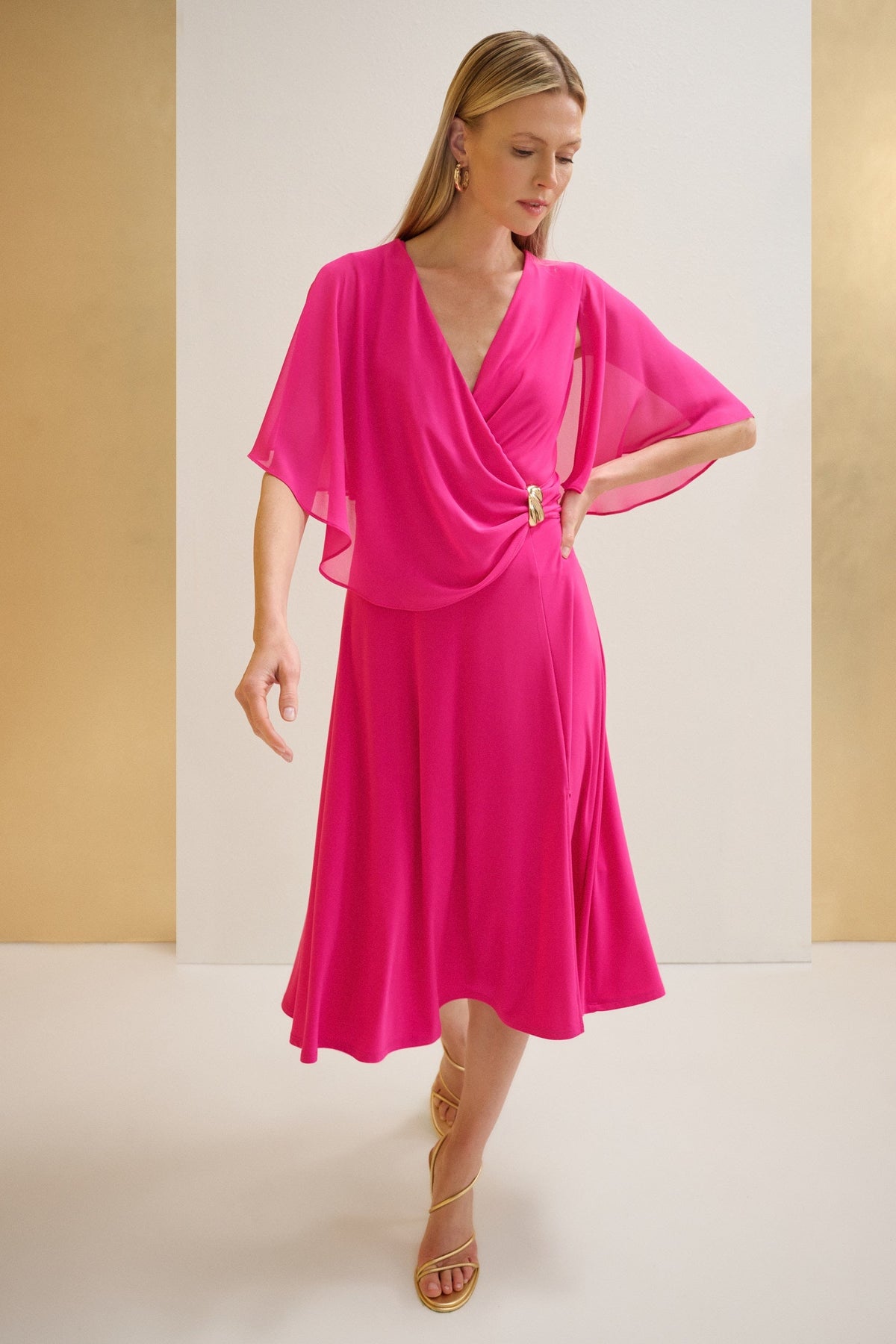 Signature by Joseph Ribkoff Flowy Dress in Shocking Pink 271722