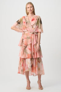 Signature by Joseph Ribkoff Tiered Dress in Blush Floral 271746