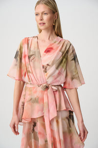 Signature by Joseph Ribkoff Tiered Dress in Blush Floral 271746