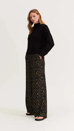 Staple The Label Zadie Wide Leg Pant in Black Khaki Geo