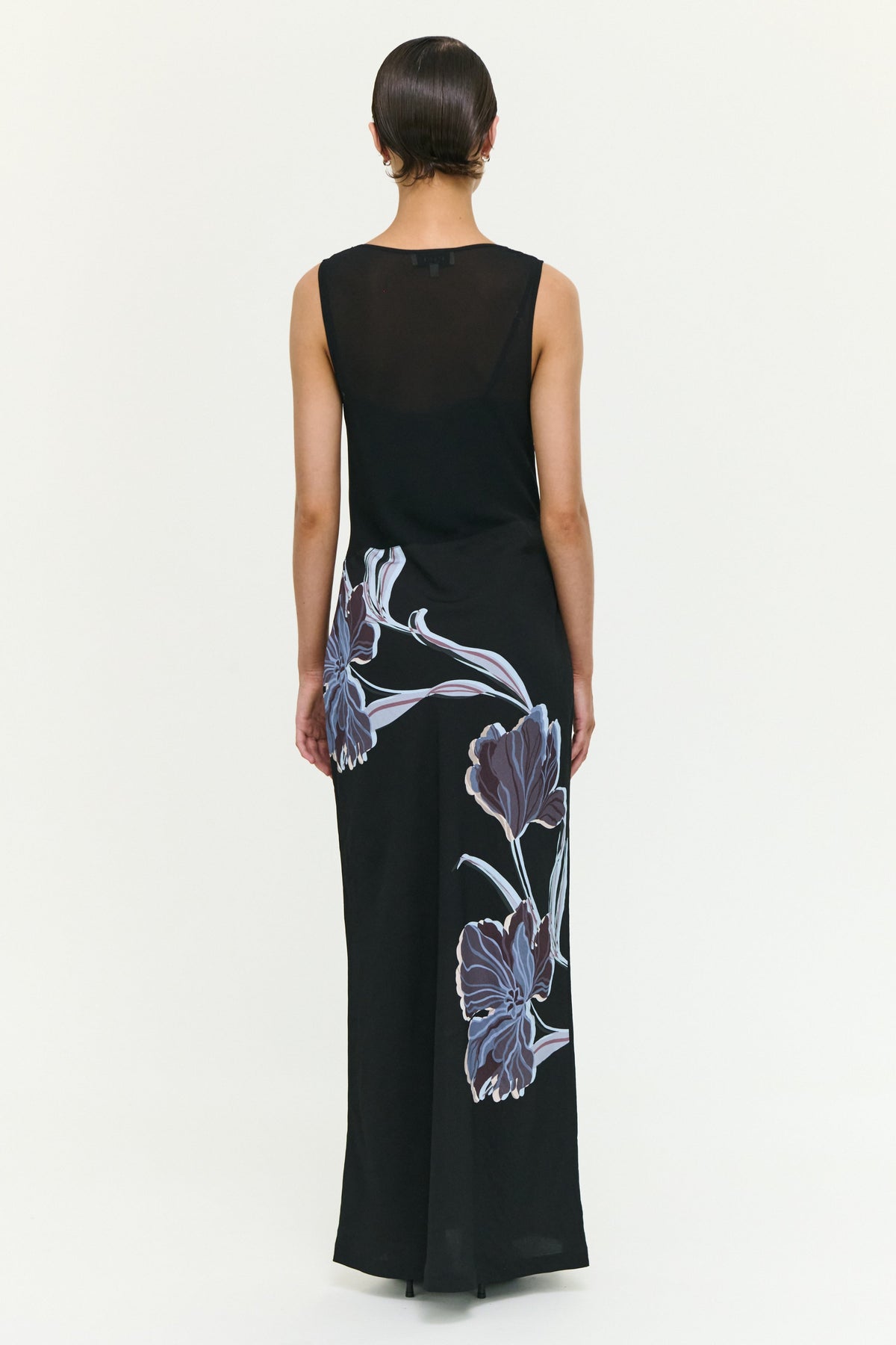Staple The Label STAS Bias Combo Midi Dress in Black Midnight Floral