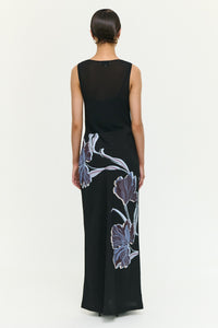 Staple The Label STAS Bias Combo Midi Dress in Black Midnight Floral