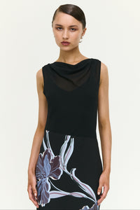 Staple The Label STAS Bias Combo Midi Dress in Black Midnight Floral