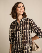 Marco Polo Ikat Shirt in Black Cream