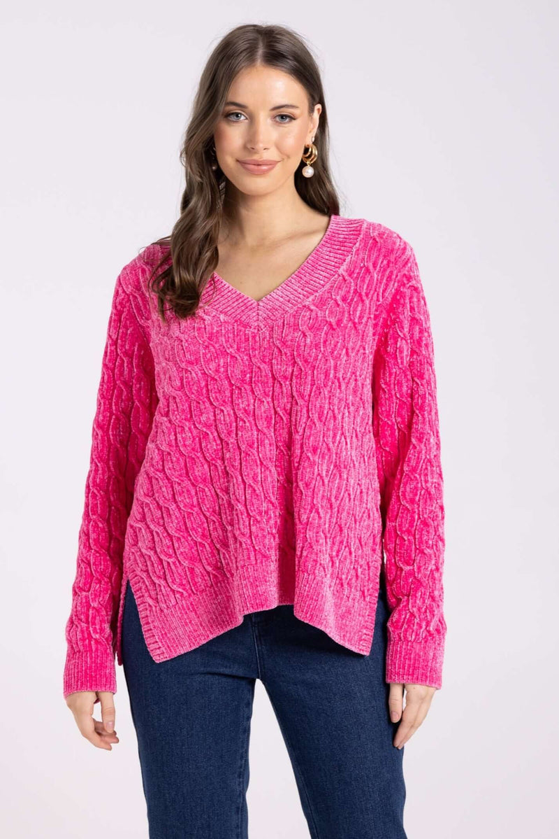 Two-T's Chenielle Cable Knit in Pink