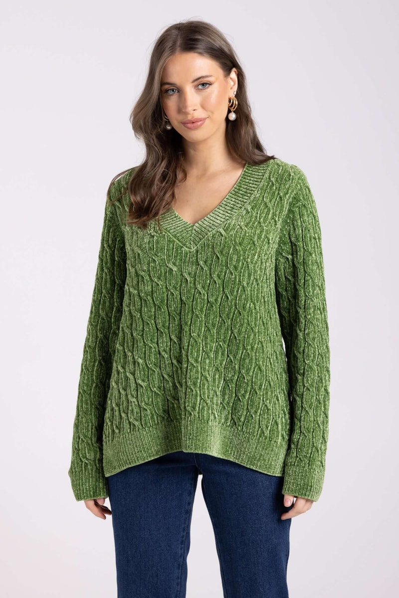 Two-T's Chenielle Cable Knit in Kiwi