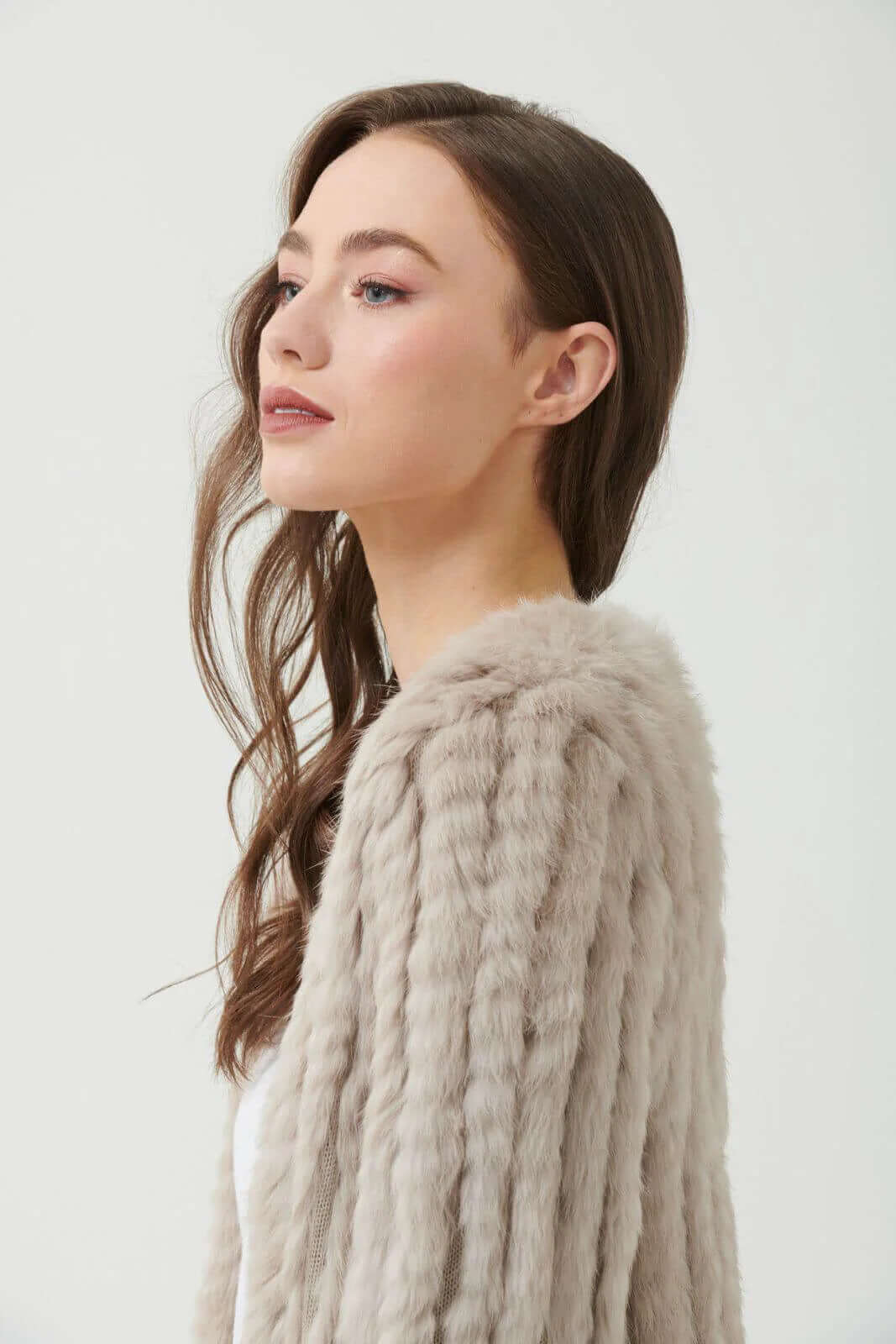 365 Days Rabbit Fur Short Jacket in True Stone