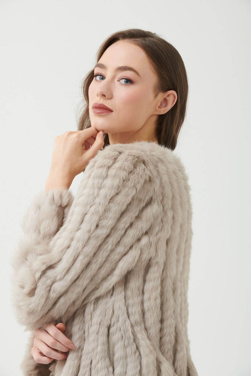 365 Days Rabbit Fur Short Jacket in True Stone