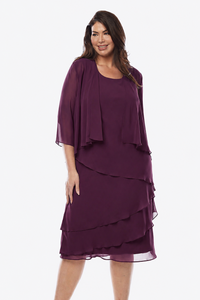 Layla Jones Chiffon Dress & Shrug in Mulberry LJ0359