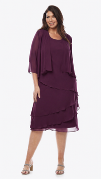 Layla Jones Chiffon Dress & Shrug in Mulberry LJ0359