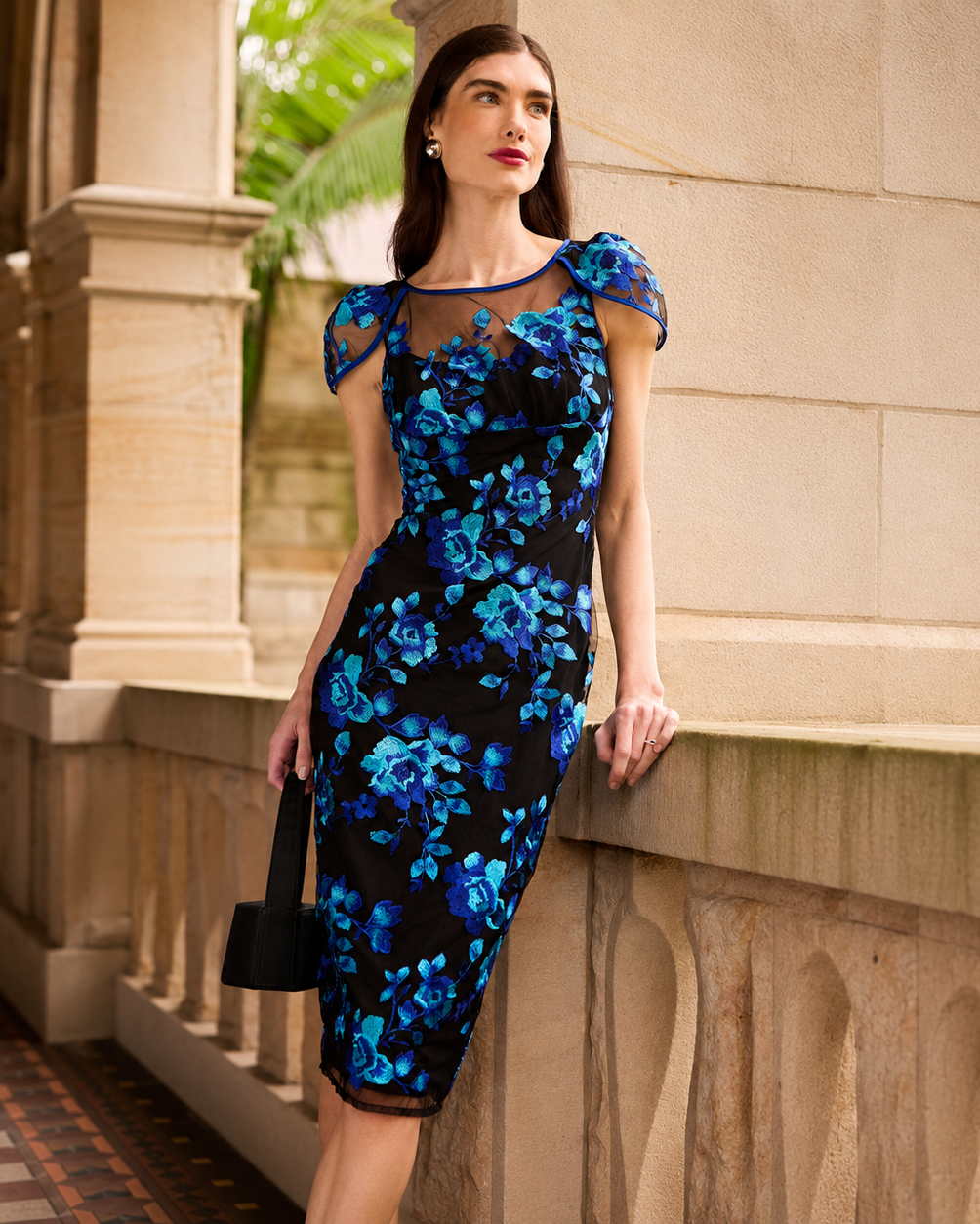 Sacha Drake GARNIER Dress in Sapphire Aqua Rose